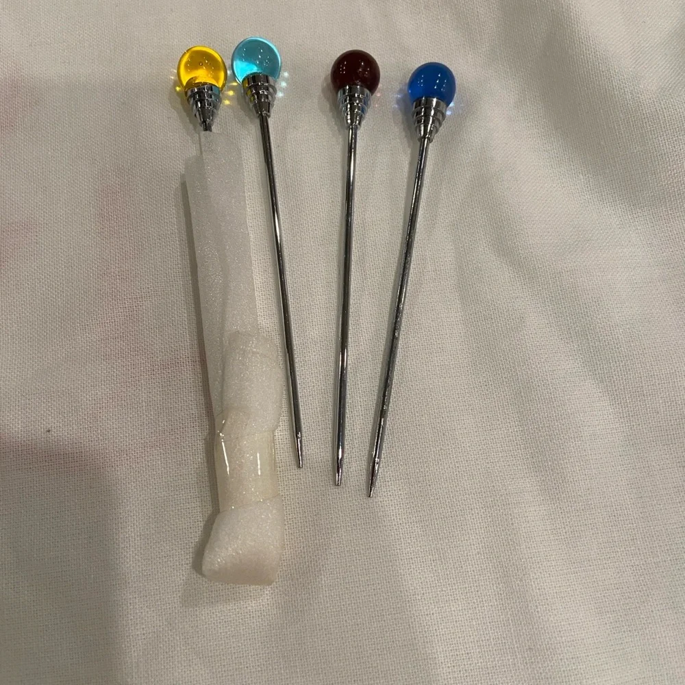 Vintage food metal silver Multicolor martini cocktail picks. yellow purple blue